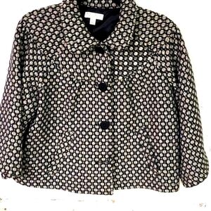 Wool blend short jacket ablack and White.   Petite Large